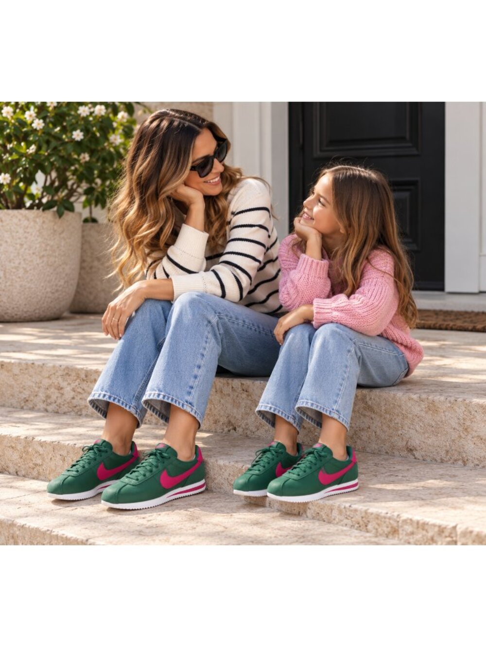Nike Cortez TXT ( G8) George Green While Cherry Pink IH7654 300 NEW Girls 7Y